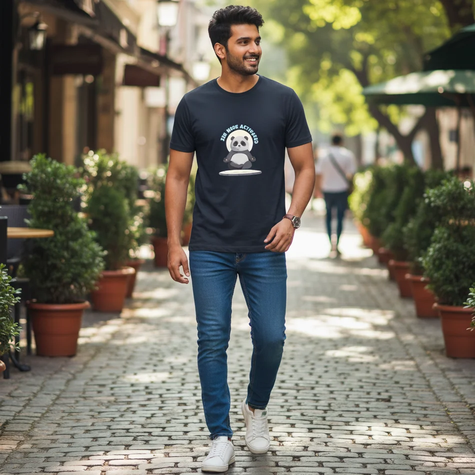 Zen Panda Unisex Crew T Shirt - Calm Mind, Effortless Style - Image 2