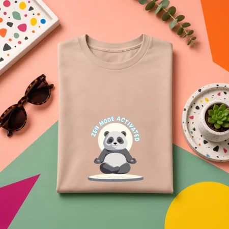 Zen mode Panda Tshirt Biege coloured