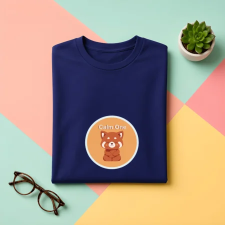 Calm One Fox Unisex Crew T Shirt royal blue coloured