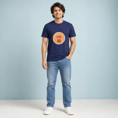 Male wearing a Calm fox unisex tshirt royal blue coloured