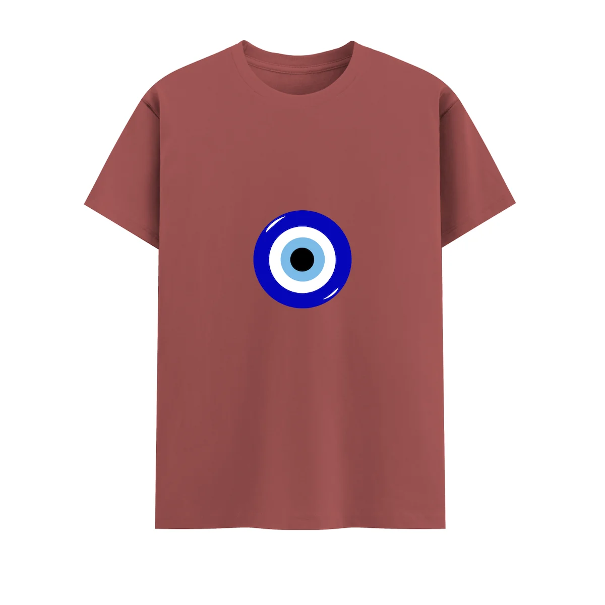 Coral evil eye unisex crew t shirt front view