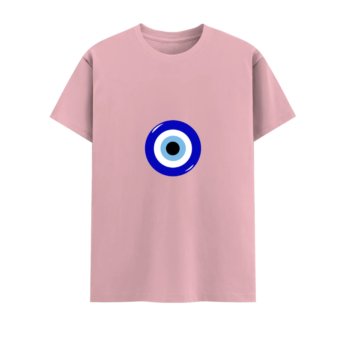 Light pink evil eye unisex crew t shirt front view