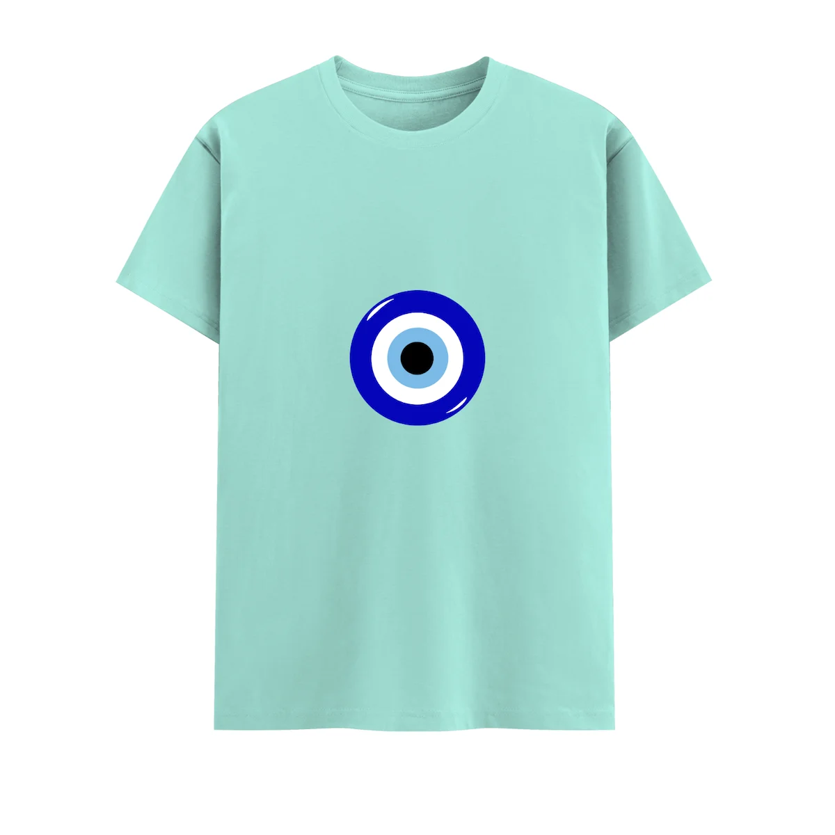 Mint evil eye unisex crew t shirt front view