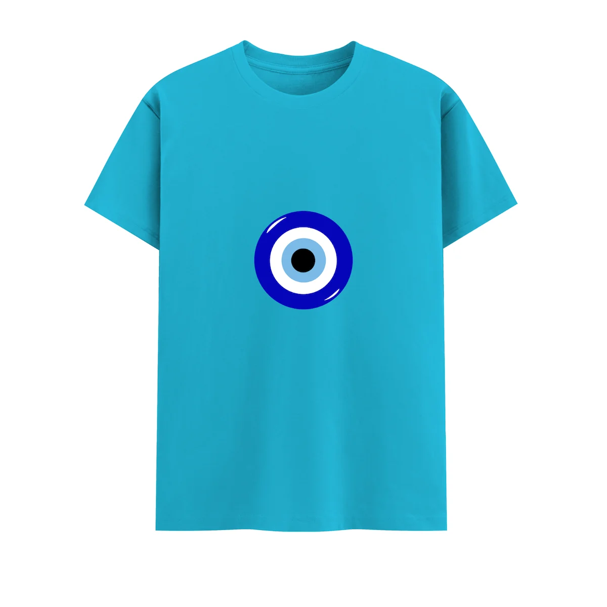 Sky blue evil eye unisex crew t shirt front view