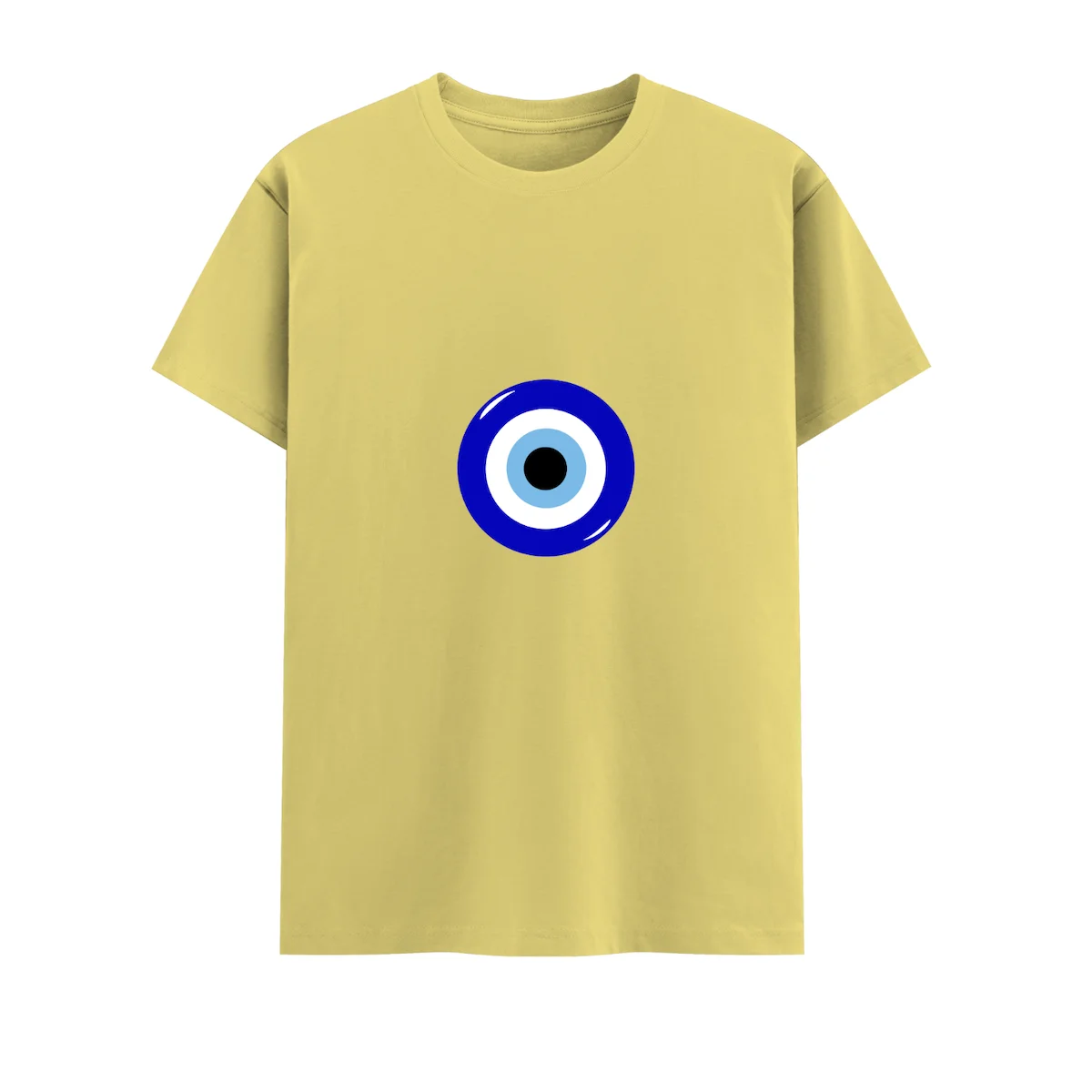Yellow evil eye unisex crew t shirt front view