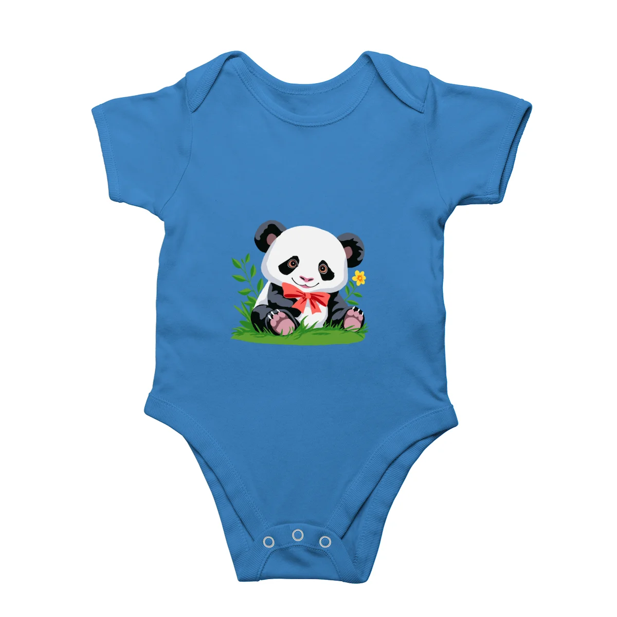 Orchid blue Cute panda baby romper front view