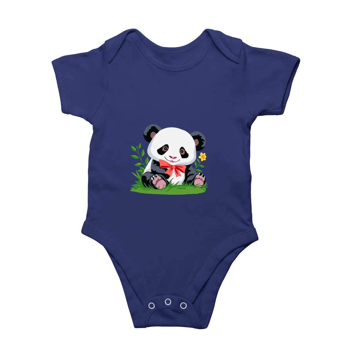 Royal blue Cute panda baby romper front view
