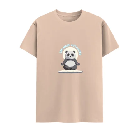 Peach Zen Panda Unisex Crew T Shirt front view
