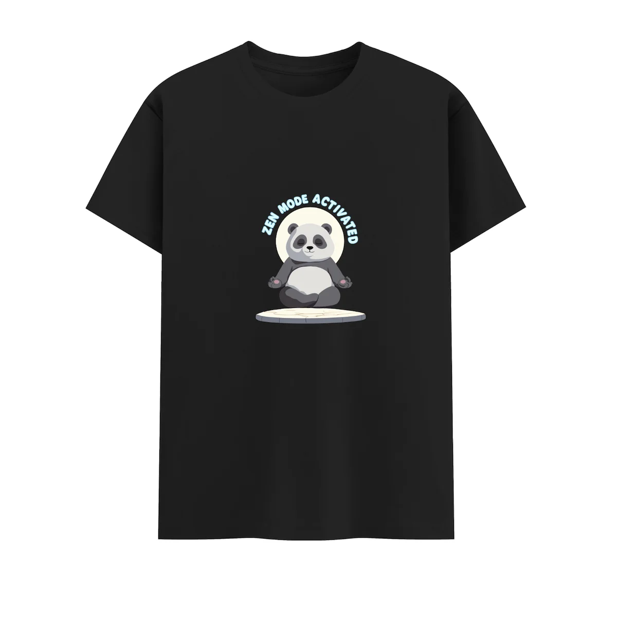 Black Zen Panda Unisex Crew T Shirt front view