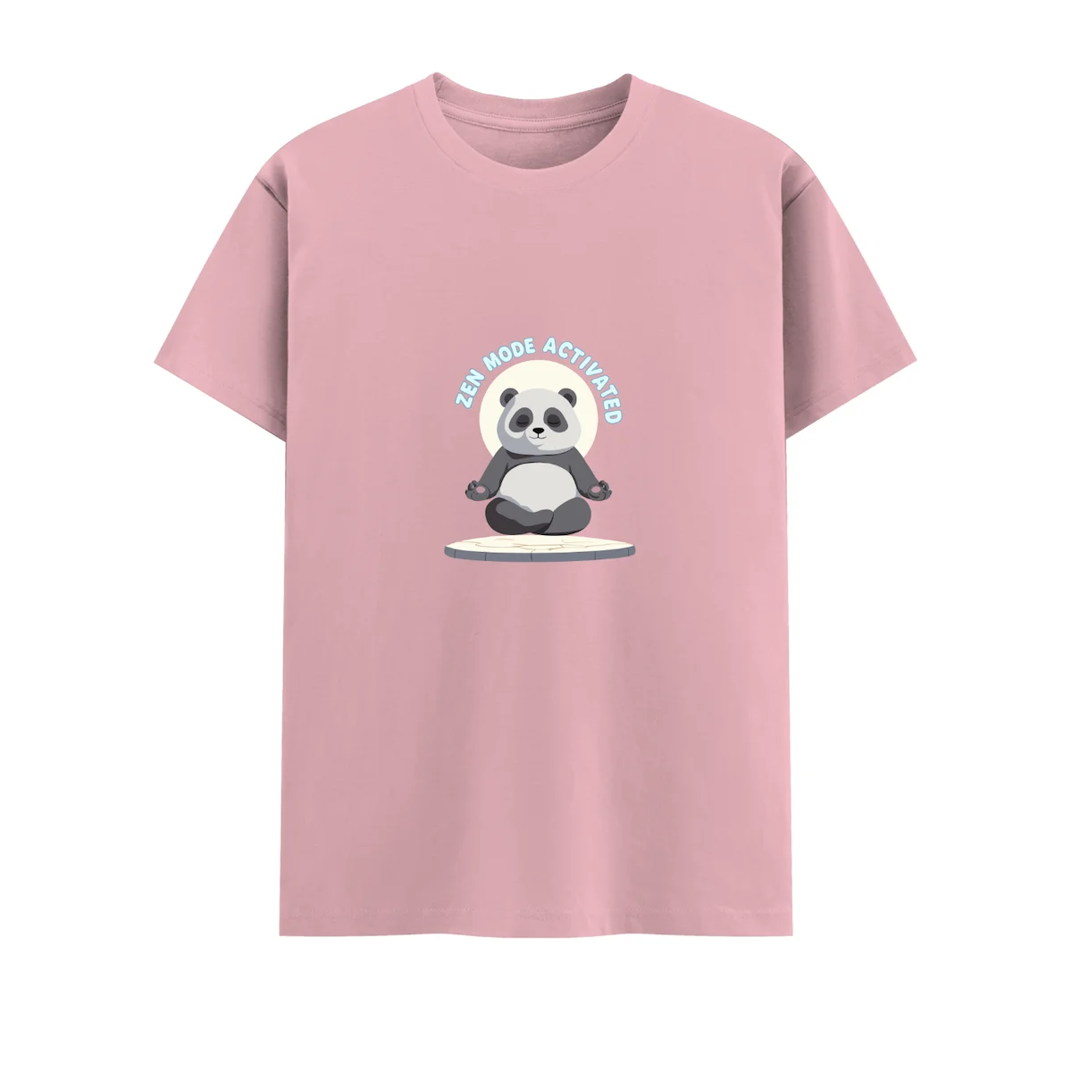Light pink Zen Panda Unisex Crew T Shirt front view