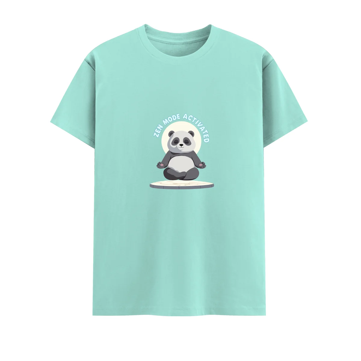 Mint Zen Panda Unisex Crew T Shirt front view
