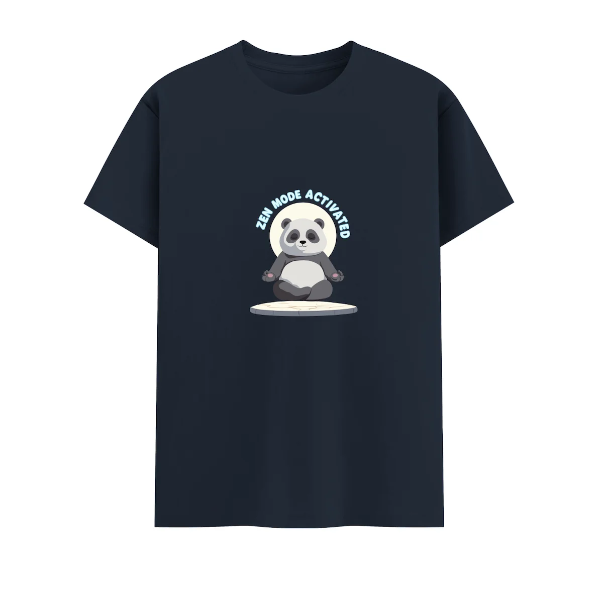 Navy blue Zen Panda Unisex Crew T Shirt front view