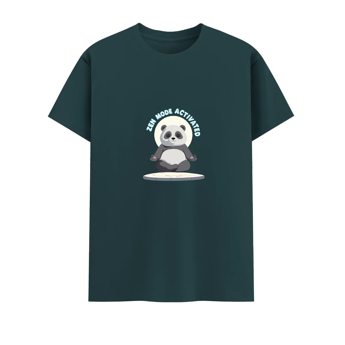 Petrol blue Zen Panda Unisex Crew T Shirt front view