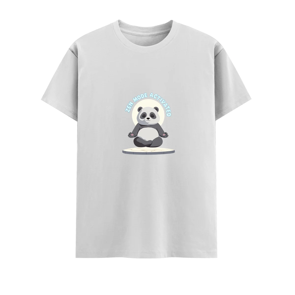 White Zen Panda Unisex Crew T Shirt front view