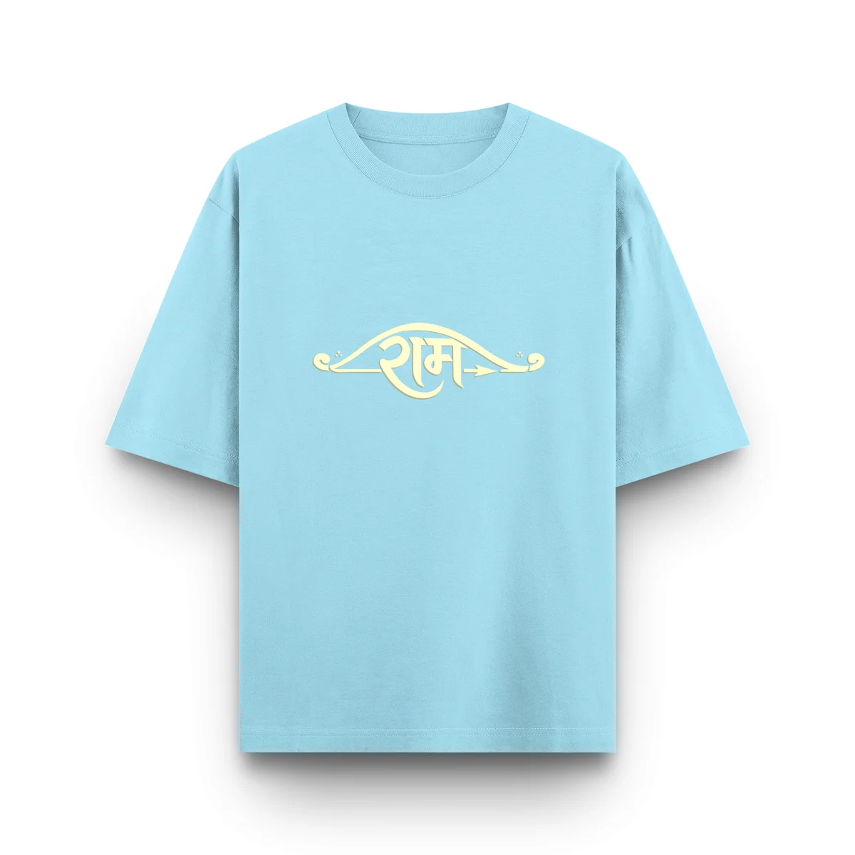 Baby blue Ram typography unisex oversized t shirt front view