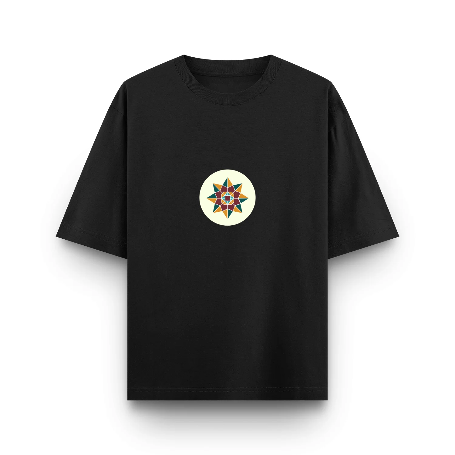 Black Celestial Star unisex oversized t shirt front view
