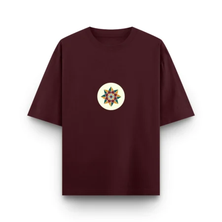 Maroon Celestial Star unisex oversized t shirt front view