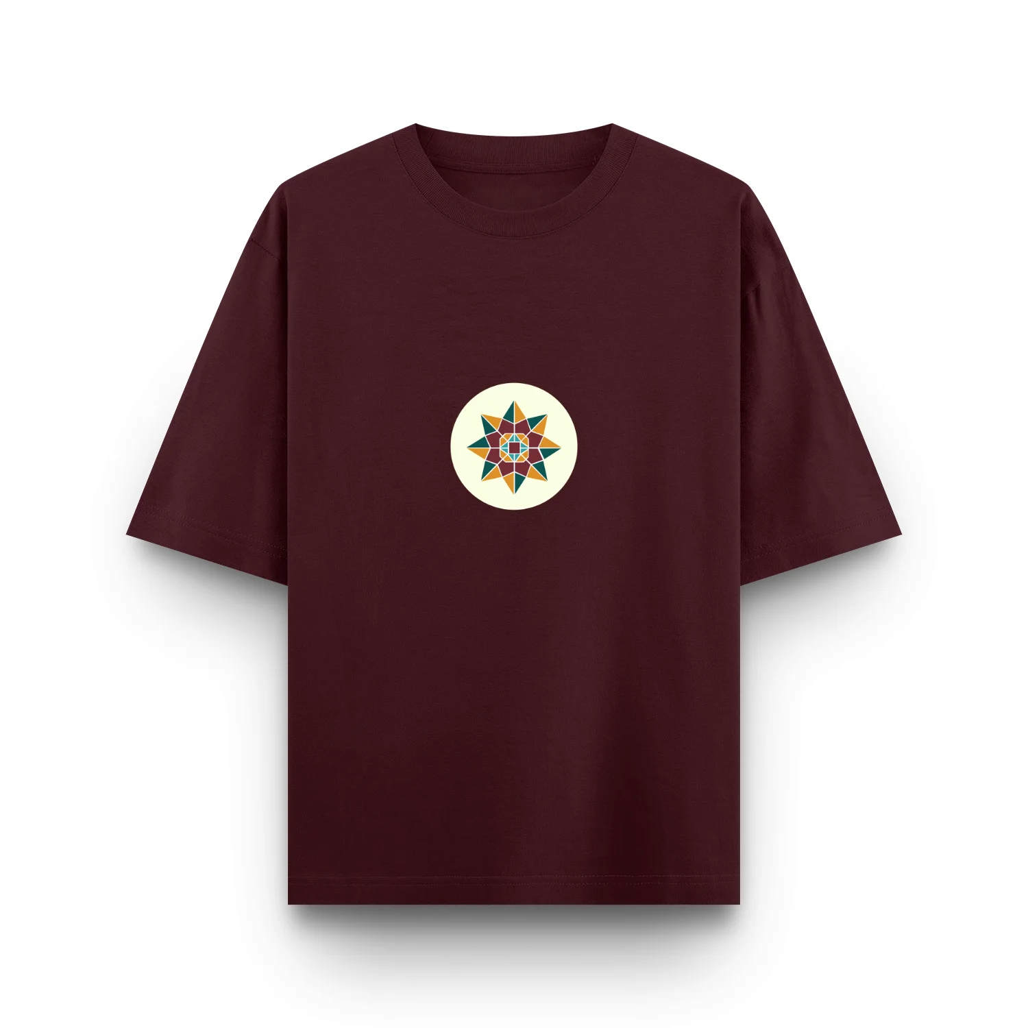Maroon Celestial Star unisex oversized t shirt front view