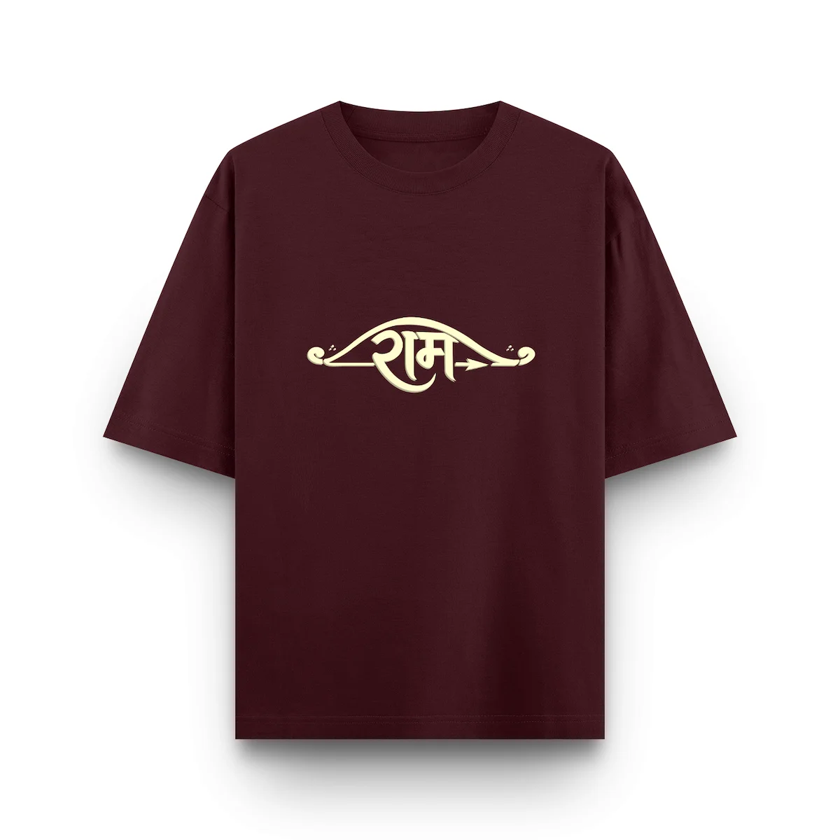 Maroon Ram typography unisex oversized t shirt front view