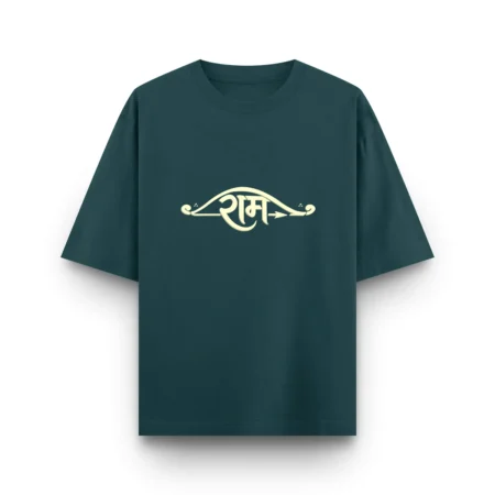 Petrol blue Ram typography unisex oversized t shirt front view