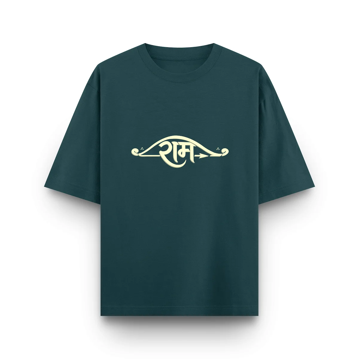 Petrol blue Ram typography unisex oversized t shirt front view