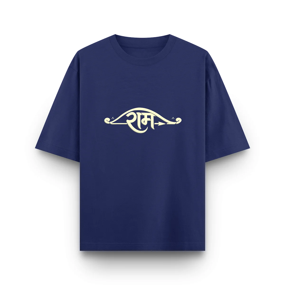 Royal blue Ram typography unisex oversized t shirt front view