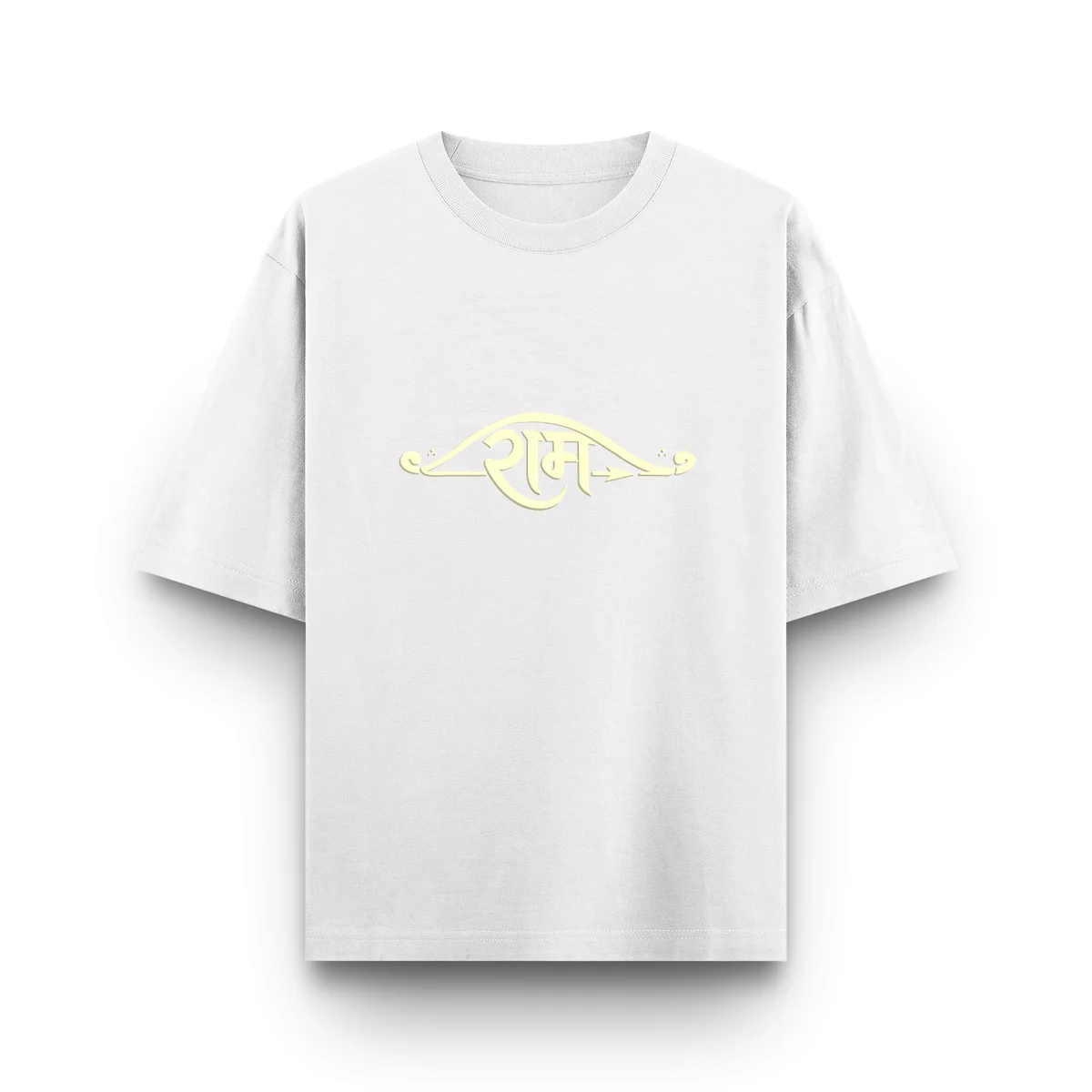 White Ram typography unisex oversized t shirt front view