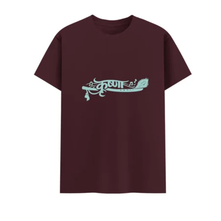 Maroon Krishna Typography Unisex Crew T Shirt front view