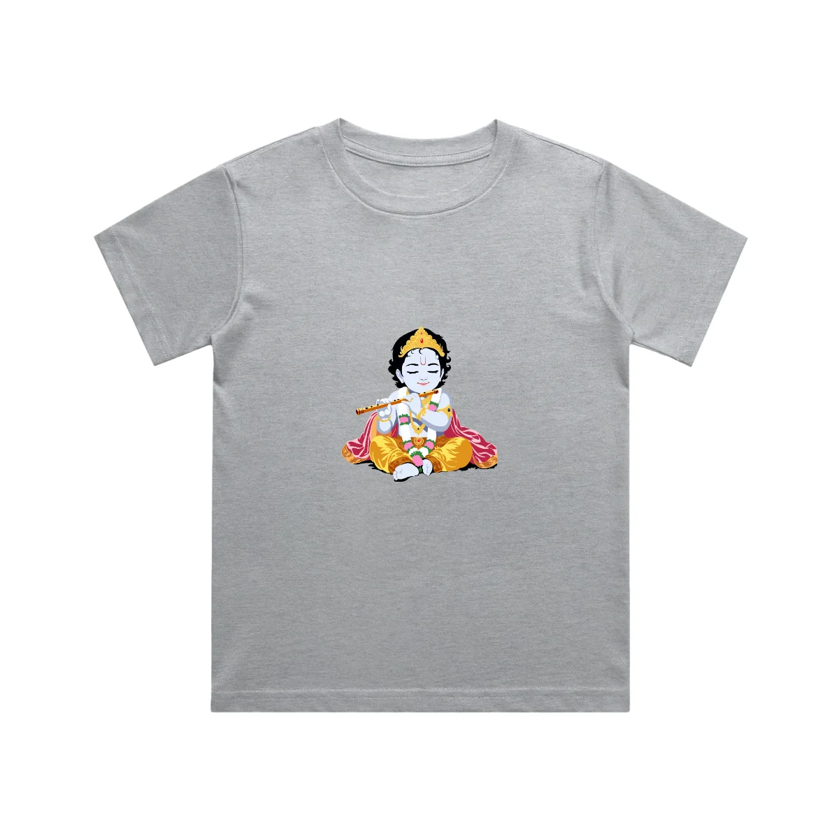 Grey Little Krishna Kids T Shirt front view