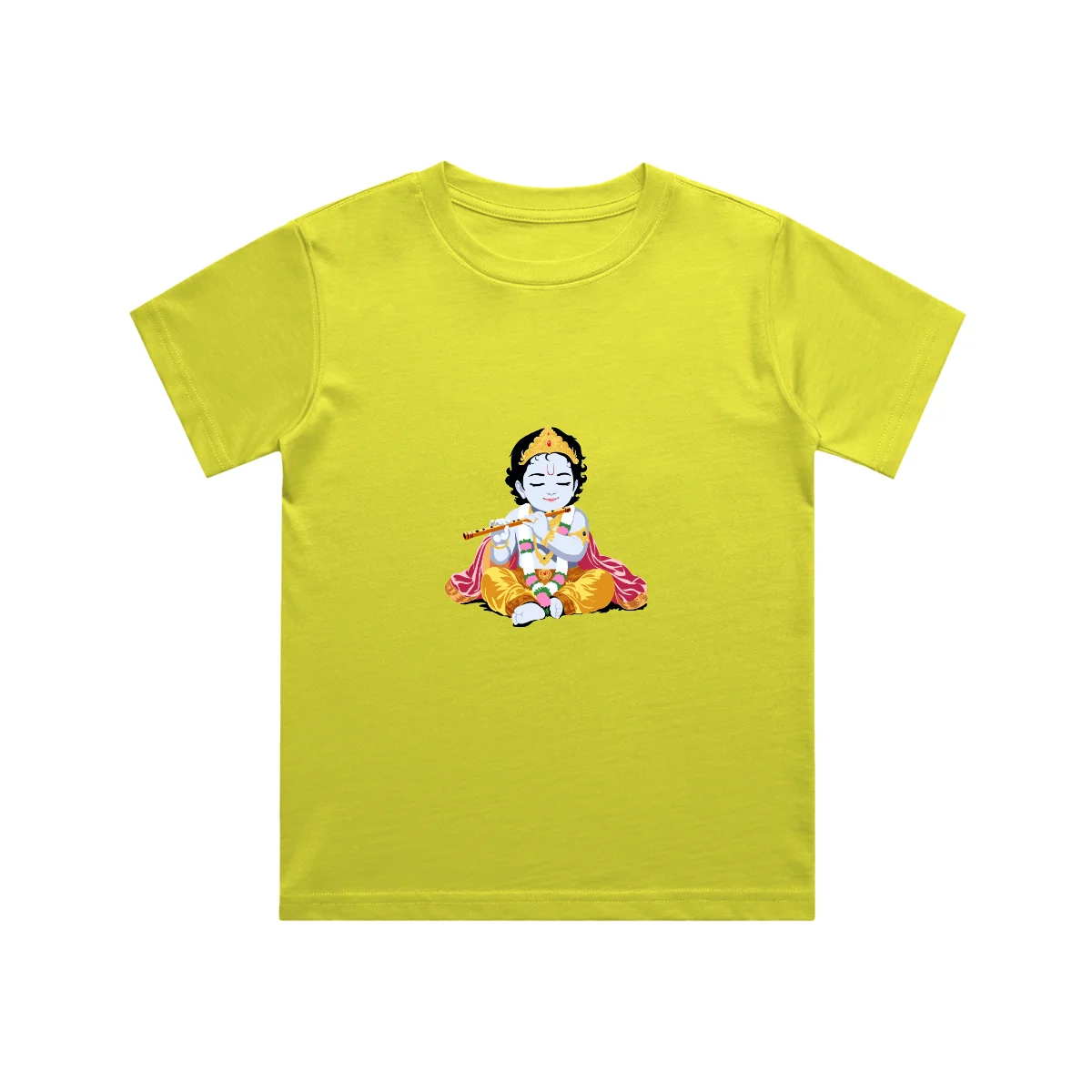Yellow Little Krishna Kids T Shirt front view