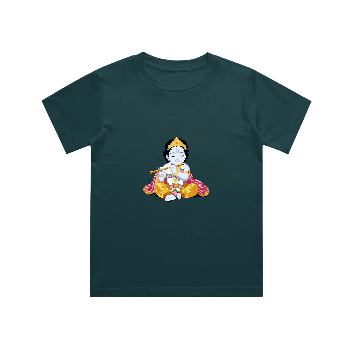 Petrol blue Little Krishna Kids T Shirt front view