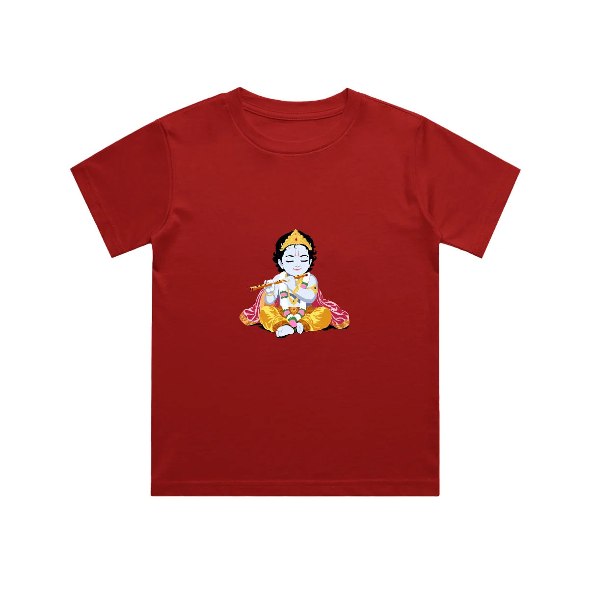 Red Little Krishna Kids T Shirt front view