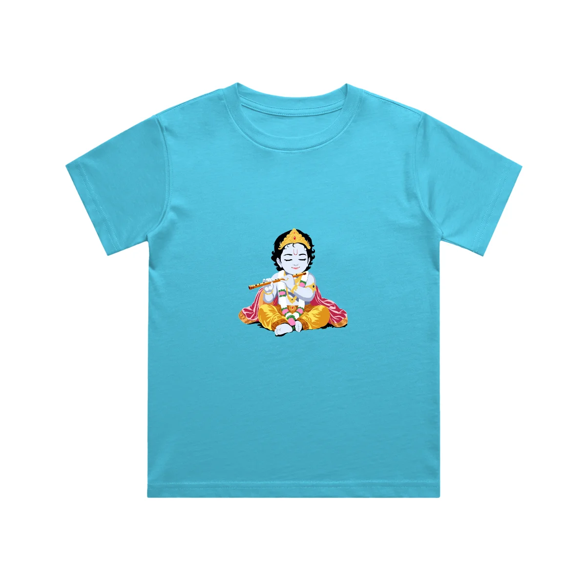 Sky blue Little Krishna Kids T Shirt front view