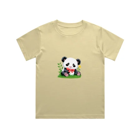 Biege Panda kids T shirt front view