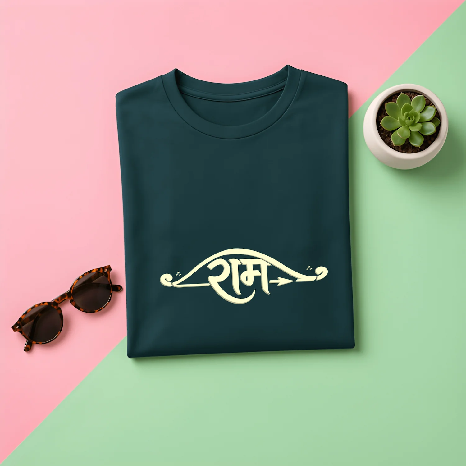 Ram typography petrol blue folded