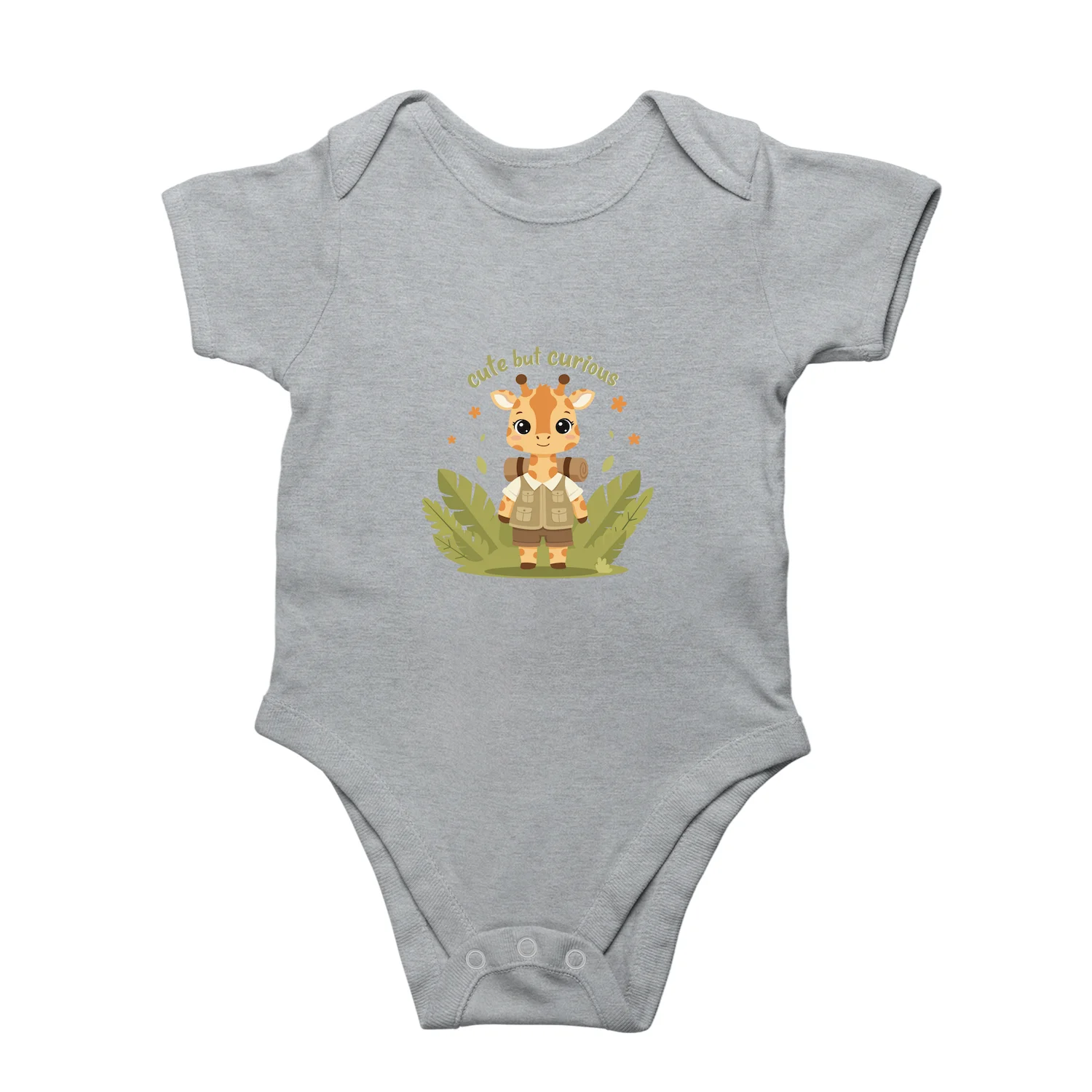 Giraffe baby romper grey