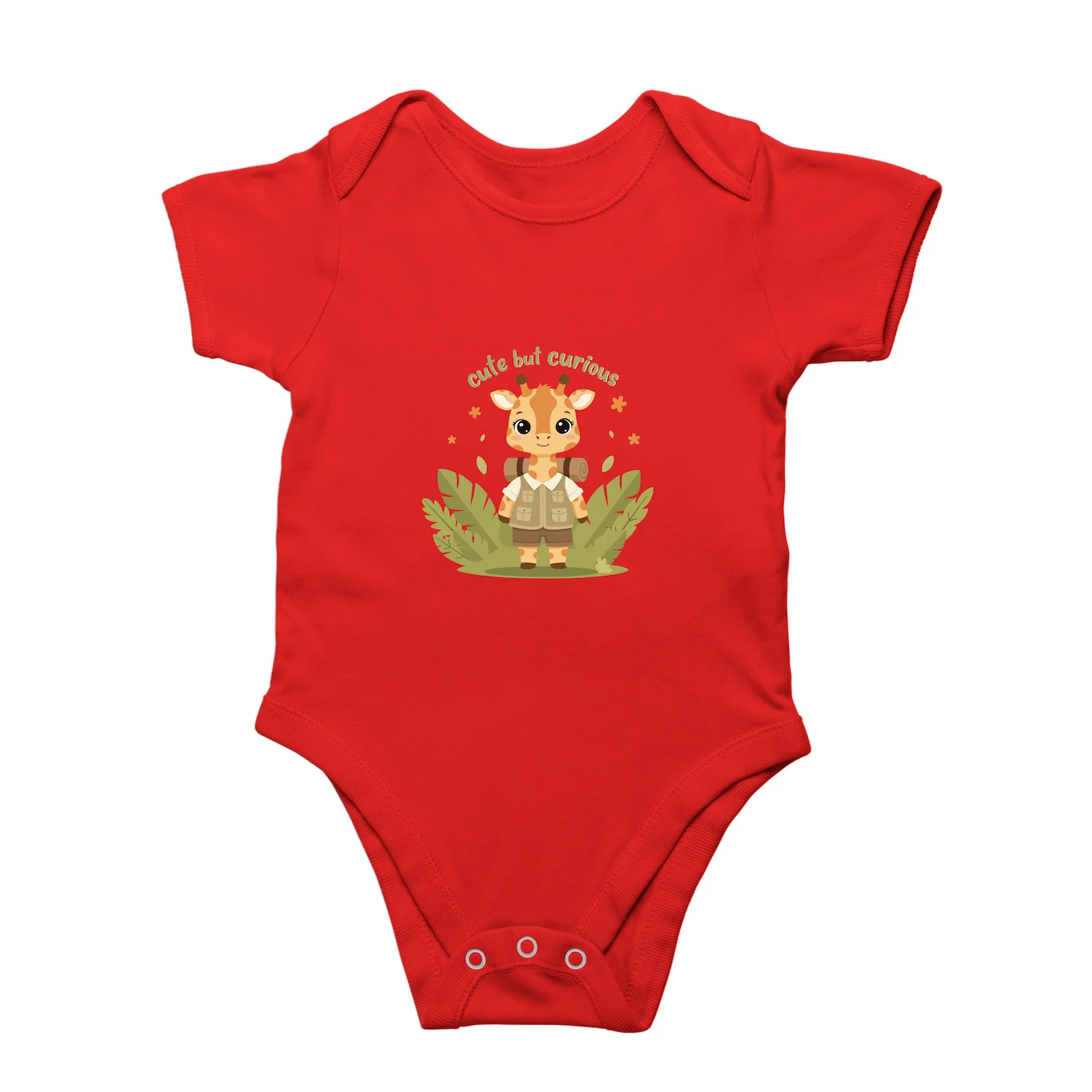 Giraffe baby romper red