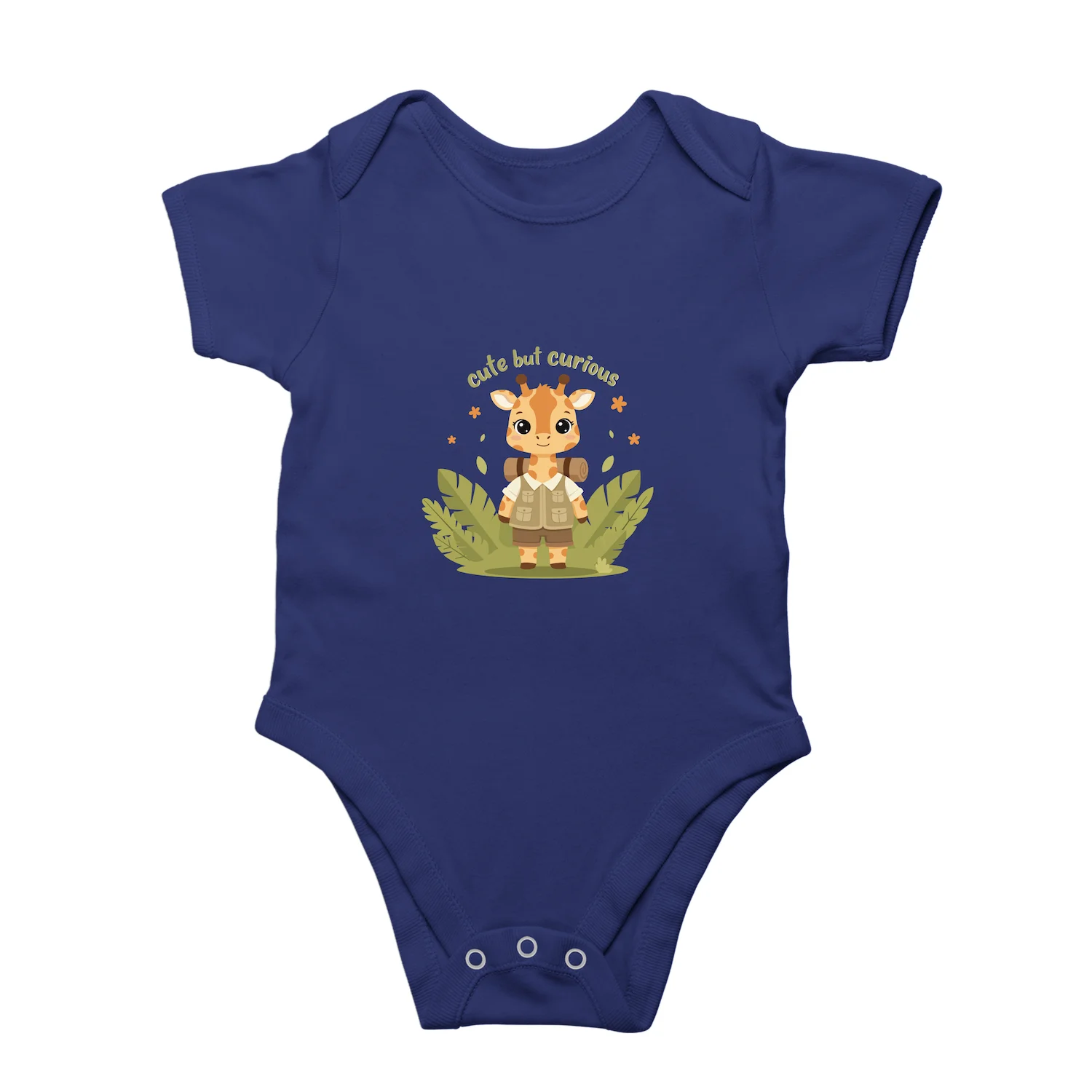 Giraffe baby romper royal blue