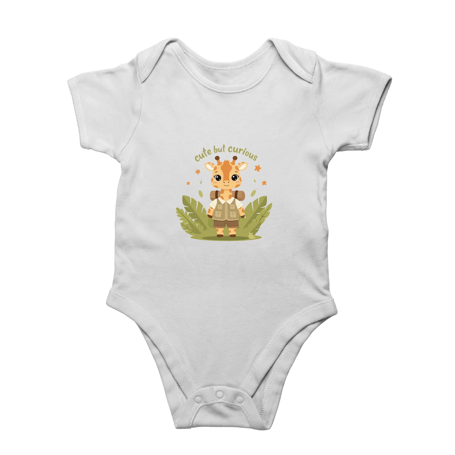 Giraffe baby romper white