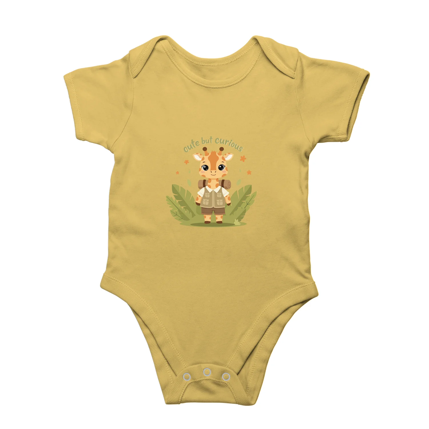 Giraffe baby romper yellow