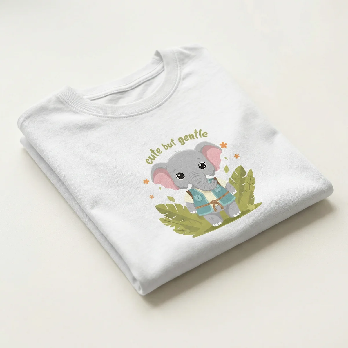 Elephant kids tshirt white close up shot