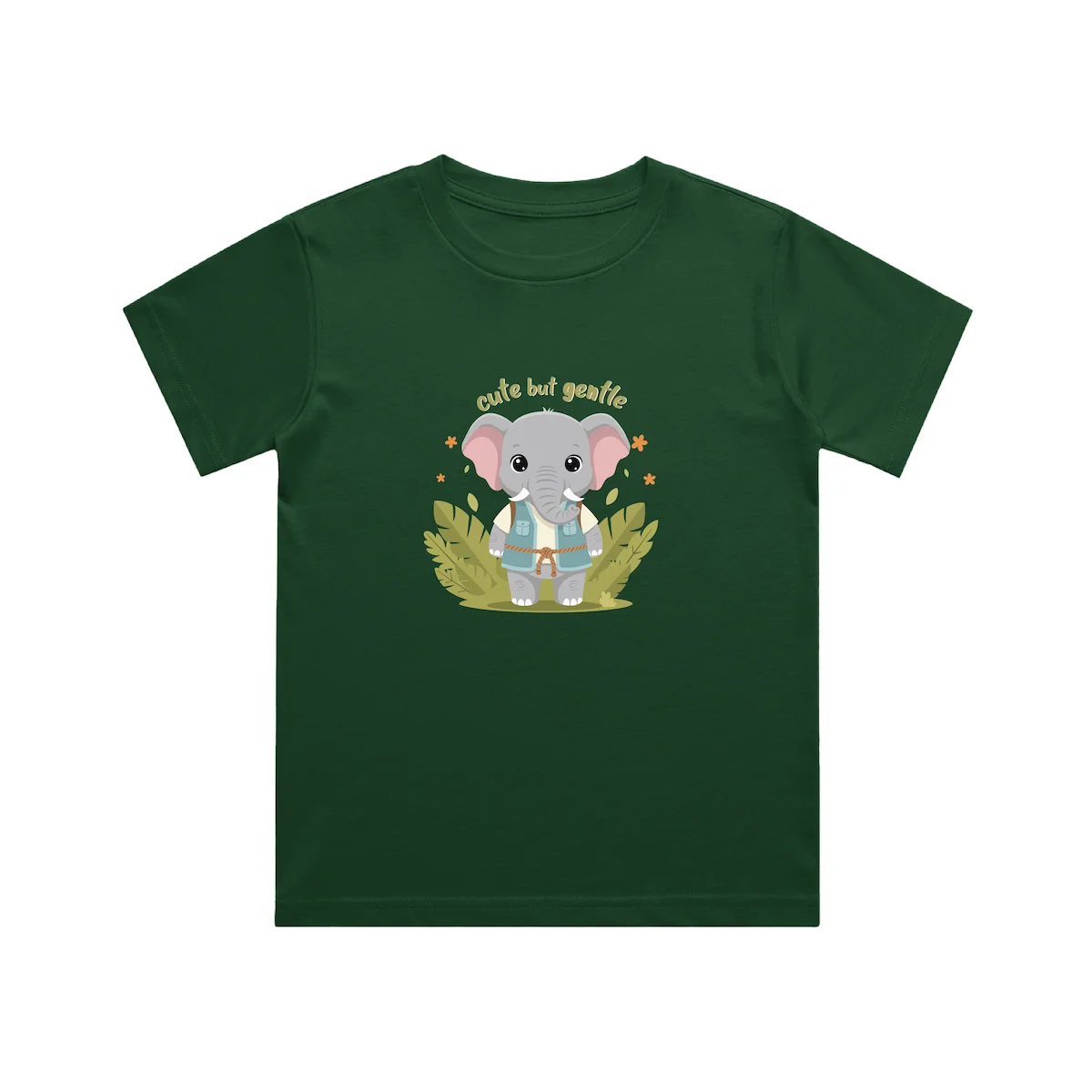 Ellie elephant kids tshirt bottle green