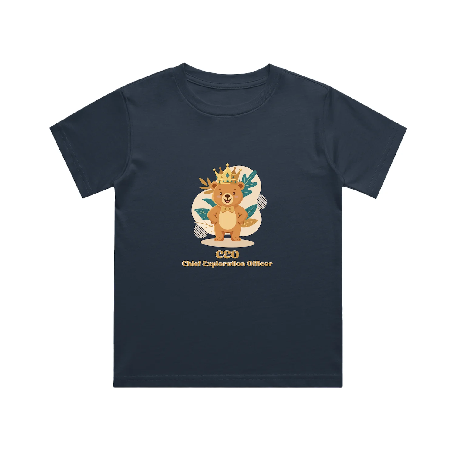 Flat lay mockup of Bear Kid T-shirt navy blue